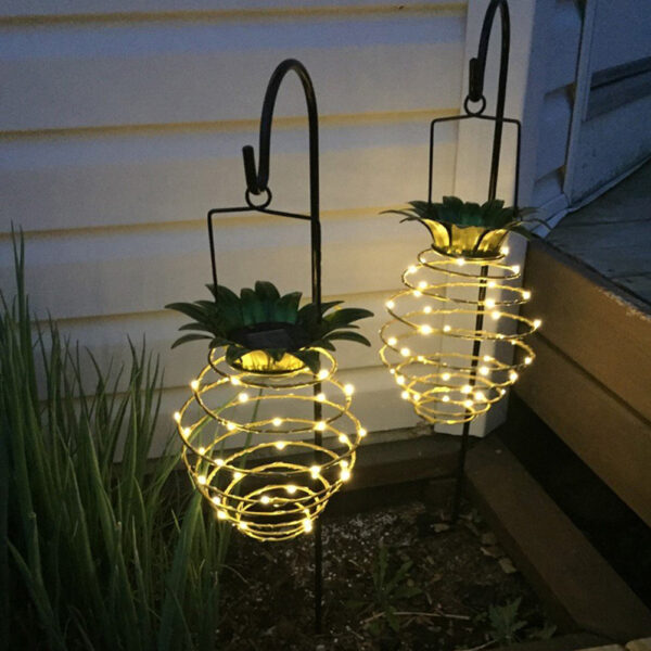 Nuove luci solari da giardino impermeabili per ananas, luci da percorso, luci sospese, 20 fata calda a led solare