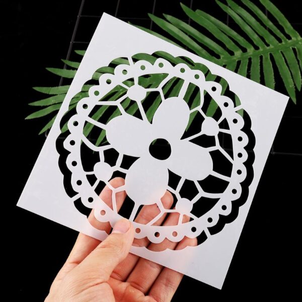 OOTDTY 16pcs set Mandala Stencil Drawing Template Ruler Stencils For Painting Board DIY Album Decor 4