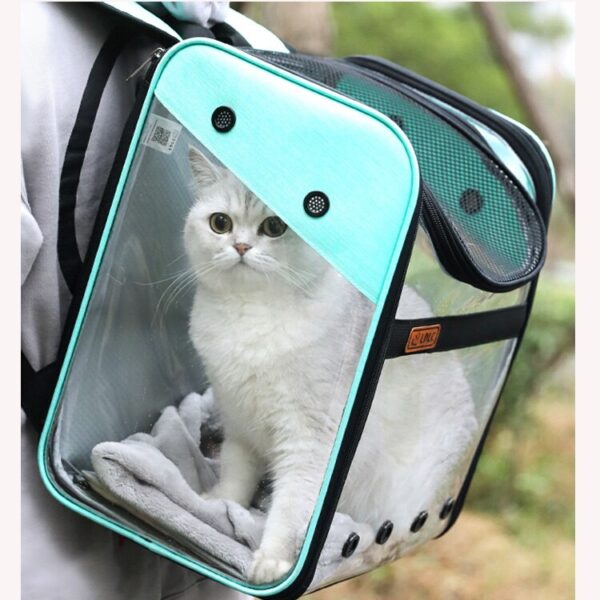 Pet Dog Backpack Cat Carrier Outdoor PVC Breathable Space Travel Bag Foldable Cat Transporter Shoulder With 1