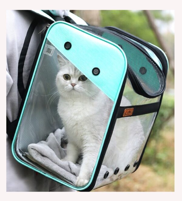 Pet Dog Backpack Cat Carrier Outdoor PVC Breathable Space Travel Bag Foldable Cat Transporter Shoulder With 1