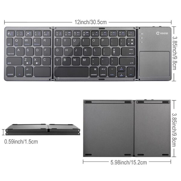 Keyboard Mini li Jingħalaq tal-Bluetooth li Jingħalaq li Jingħalaq Wireless Klavye Touchpad Tastiera Russa En għall-IOS Android Windows 1