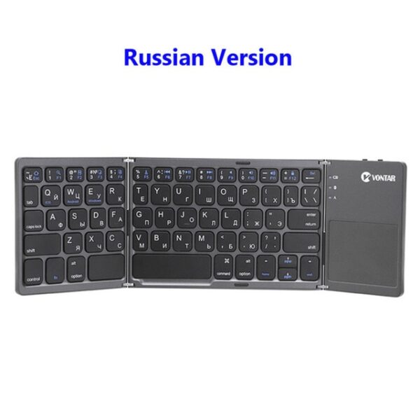 Prenosná skladacia Bluetooth mini klávesnica Skladacia bezdrôtová Klavye Touchpad Ruská klávesnica En pre IOS Android Windows 1.jpg 640x640 1