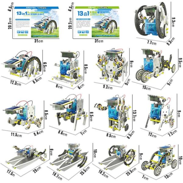 STEM Toys 13 In 1 Solar Power Robot DIY Kit Dulaan nga Edukasyon nga Science Experiment Technology Dulaan 1