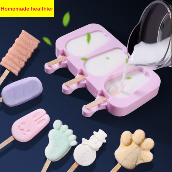 Silicone Ice Cream Mould Magamit Pag-usab Ice Cubes Tray Freeze Popsicle Mold Dekorasyon sa Pasko DIY Ice Cream 1
