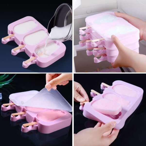 Silicone Ice Cream Mould Magamit Pag-usab Ice Cubes Tray Freeze Popsicle Mold Dekorasyon sa Pasko DIY Ice Cream 2