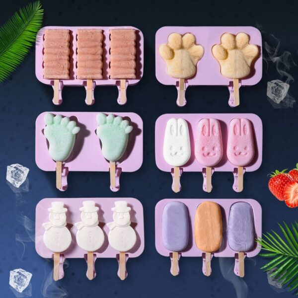 Silicone Ice Cream Mould Magamit Pag-usab Ice Cubes Tray Freeze Popsicle Mold Dekorasyon sa Pasko DIY Ice Cream 3