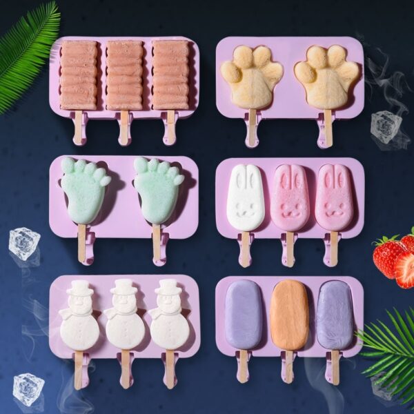 Silicone Ice Cream Mold Reusable Ice Cubes Tray Freeze Popsicle Mold Christmas Decor DIY Ice Cream 3