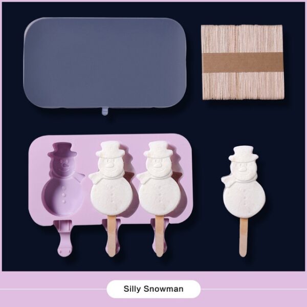 Silicone Glace Schimmel Wiederverwendbar Eis Wierfelen Schacht Freeze Popsicle Schimmel Chrëschtdekoratioun DIY Glace 3.jpg 640x640 3