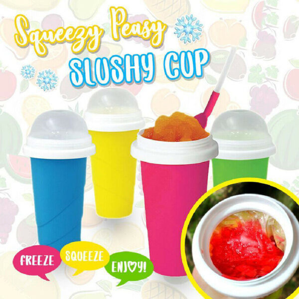 Slushy Ice Cream Maker Squeeze Peasy Slush Quick Cooling Cup Milkshake Bottles ds99