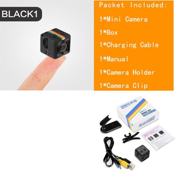 Sq11 Mini Camera Cam Sensor ពេលយប់ចក្ខុវិស័យម៉ាស៊ីនថតរូបភាពចលនាអេឌីអេកកាមេរ៉ាមីក្រូឌីវី