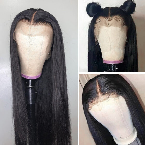 Gerade Lace Front Echthaar Perücken für Frauen Remy Hair Vorgezupfter Haaransatz mit Babyhaar 2