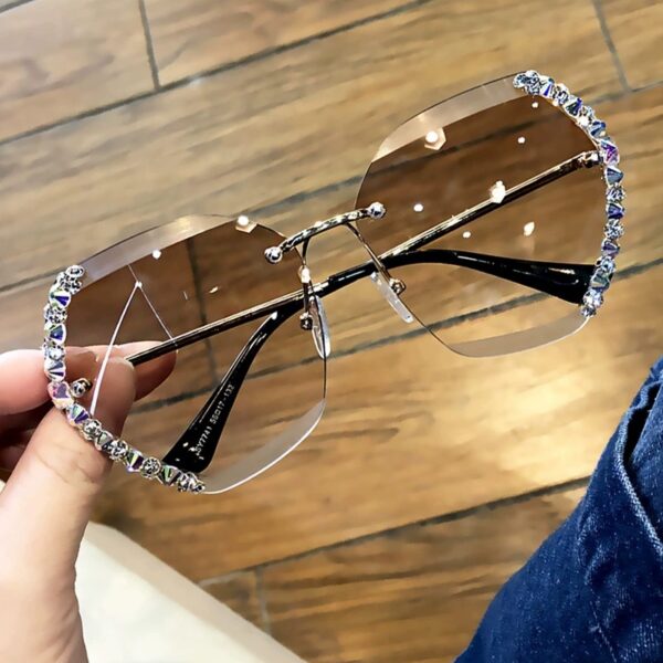 Sunglasses Rimless Rimless Oversized Mná Dearadh Branda Só cáiliúil Gloiní Gréine Cearnóg Diamond Sexy Do 2