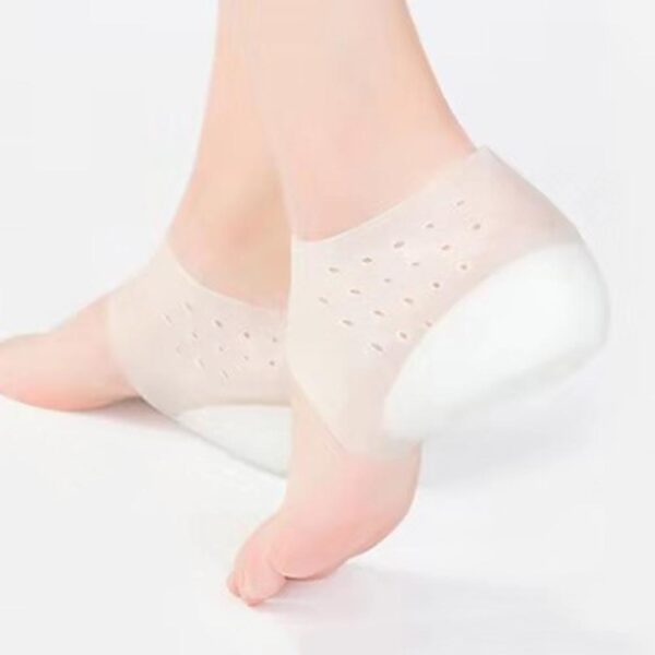 1 คู่ Unisex ที่มองไม่เห็นความสูงยกเพิ่มซิลิโคนเจล Lift Insoles ชุดถุงเท้า Cracked Foot Skin 4