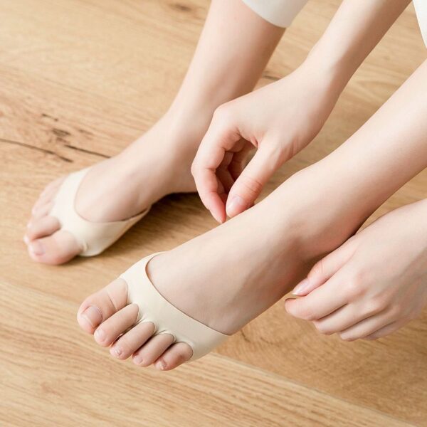 1 Pares nga Women Silk Sponge Socks Anti slip Lining Heelless Liner Sock Invisible Forefoot Cushion Foot 2
