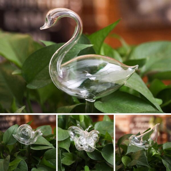 12 Shapes Glass Automatic Self Watering Bird Watering Cans Flowers Plant Decorative Clear Glass Watering Device