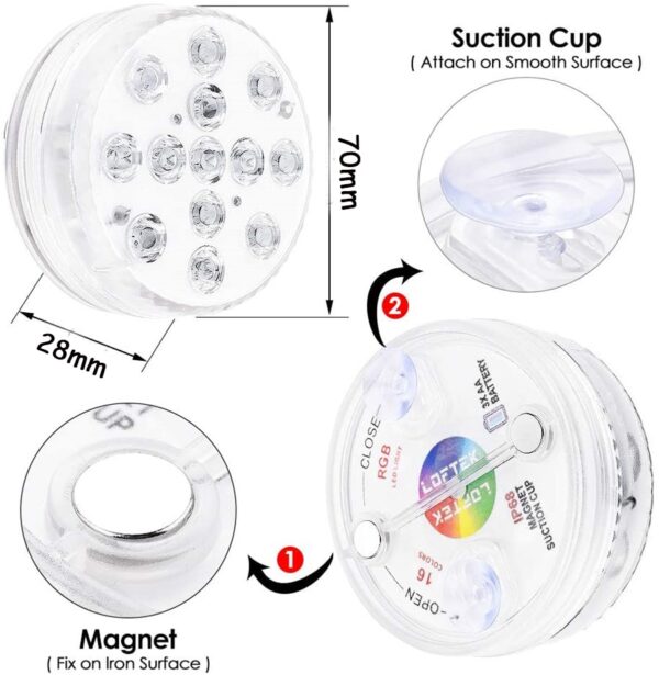 2020 Nieuw RGB-dompellicht met magneet 13 LED-onderwaternachtlampje Zwembadlicht voor 2