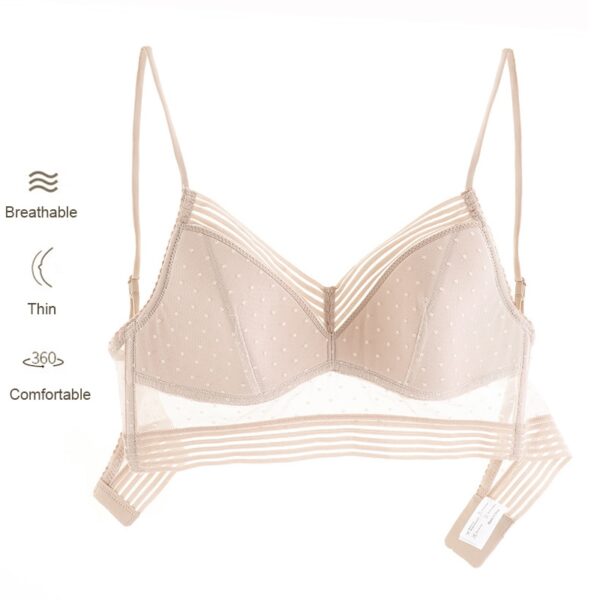 2020 New Sexy Low Back Lace Bralette Black Bra dot mesh Ultra Thin Ladies Underwear Women 4