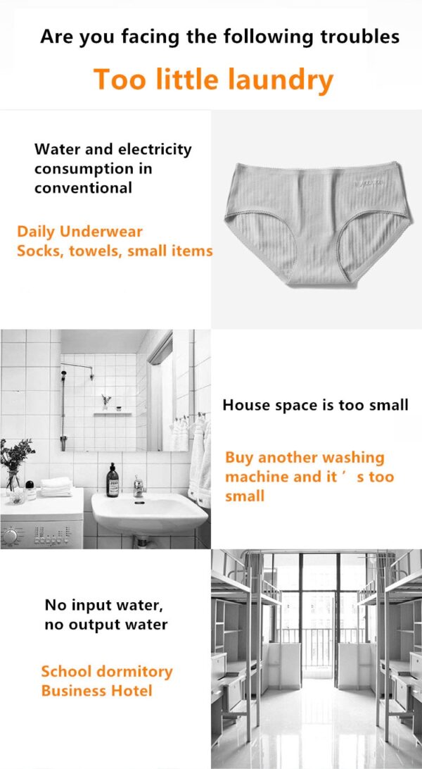 220V Foldable Portable Electric Washing Machine Mini Automatic Clothes Washing Machine EU AU UK US Plug 5