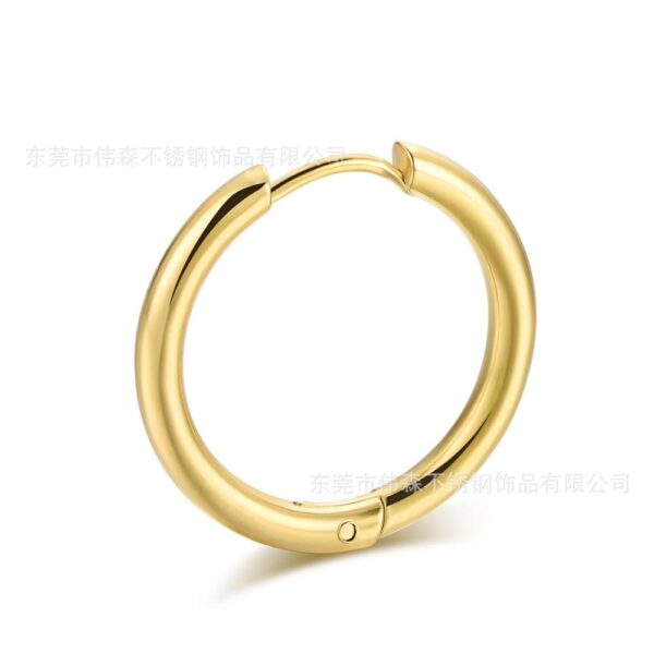 2PC Set Stainless Steel Anting Hoop Leutik pikeun Awéwé Lalaki Emas Hideung Circle Ceuli Cincin Anting 3