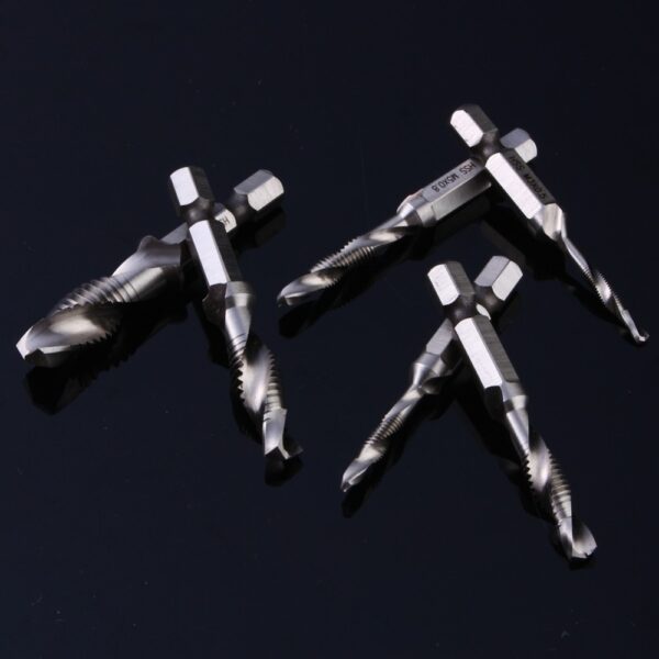 Sgriubha 6pcs M3 M10 Tap Drill Bits Hss Taps Countersink Deburr Suidhich measgachadh meatrach ìre àrd 4