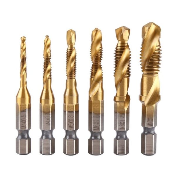 6pcs M3 M10 Torneira de parafuso Brocas Hss Torneiras Rebarbadora Conjunto de broca de combinação métrica