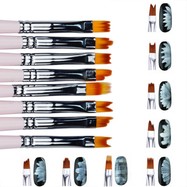 8pcs daghan Smile Moon Shaped Acrylic French Nail Art Brush Set UV Gel Polish Gradient Color 4