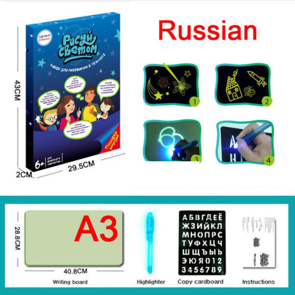 A3 A4 A5 Magic Luminous Drawing Board Draw With Light Fun Sketchpad Board Fluorescent Pen Russian 2 1.jpg 640x640 2 1