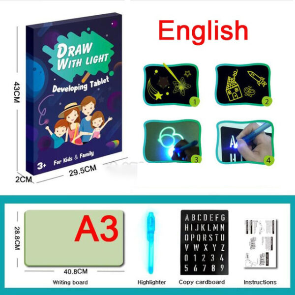 A3 A4 A5 Magic Luminous Drawing Board Draw With Light Fun Sketchpad Board Fluorescent Pen Russian 5 1.jpg 640x640 5 1