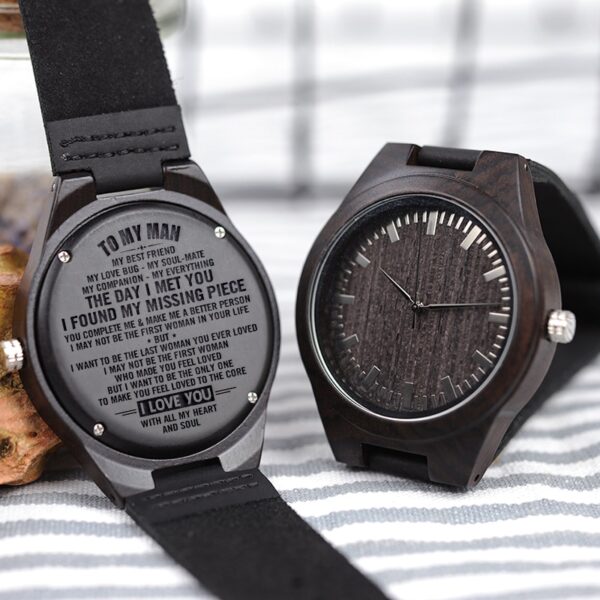 BOBOBIRD ceasuri bărbați gravate ceas personalizat din lemn gravat piele negru cadou frumos aniversare cadouri Groosman 1
