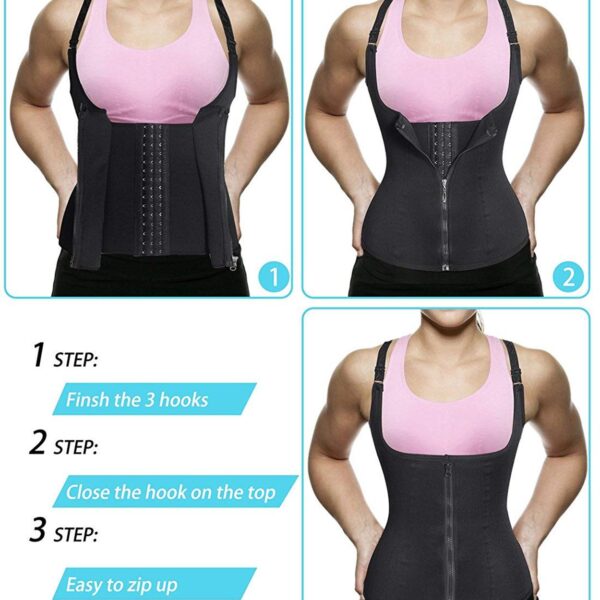 CXZD Women Waist Trainer Push Up Vest Tummy Belly Girdle Body Shaper Waist Cincher Corset Zipper 3