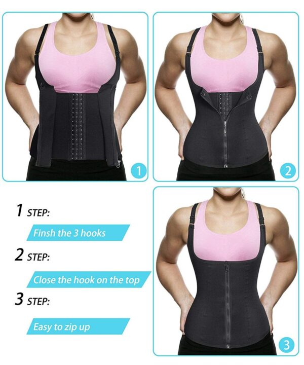 CXZD Women Waist Trainer Push Up Vest Tummy Belly Girdle Body Shaper Waist Cincher Corset Zipper 3