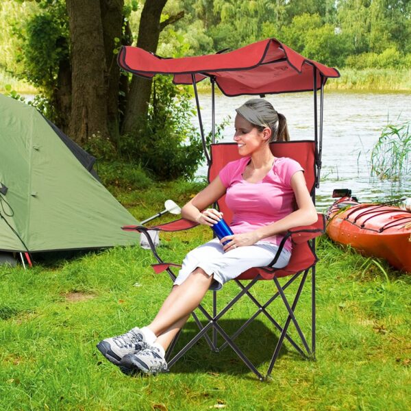 I-canopy outdoor camping lightweight beach ephathekayo isikhwama esigoqekayo se-sunshade ukudoba i-footrest camp chair izihlalo ezigoqekayo zezihlalo 4