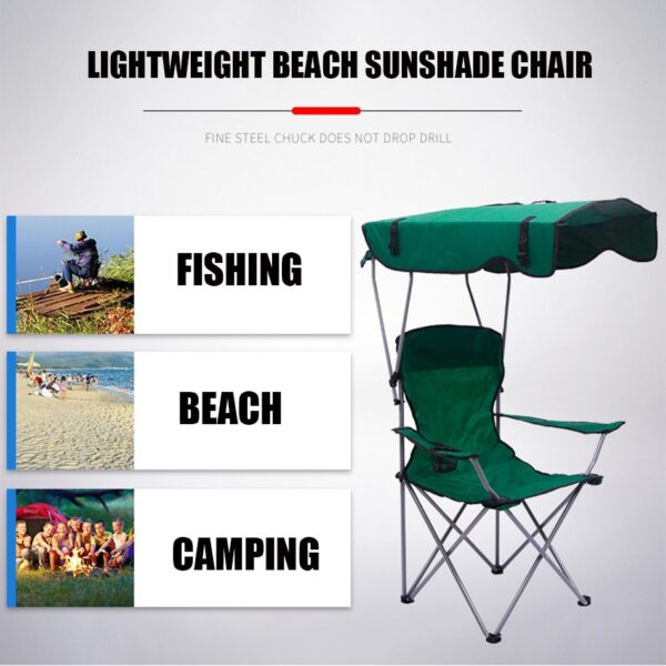 Canopy outdoor camping น้ำหนักเบาชายหาดแบบพกพาพับกระเป๋าเป้สะพายหลัง sunshade ตกปลาที่วางเท้าค่ายเก้าอี้พับเก้าอี้สตูล 5