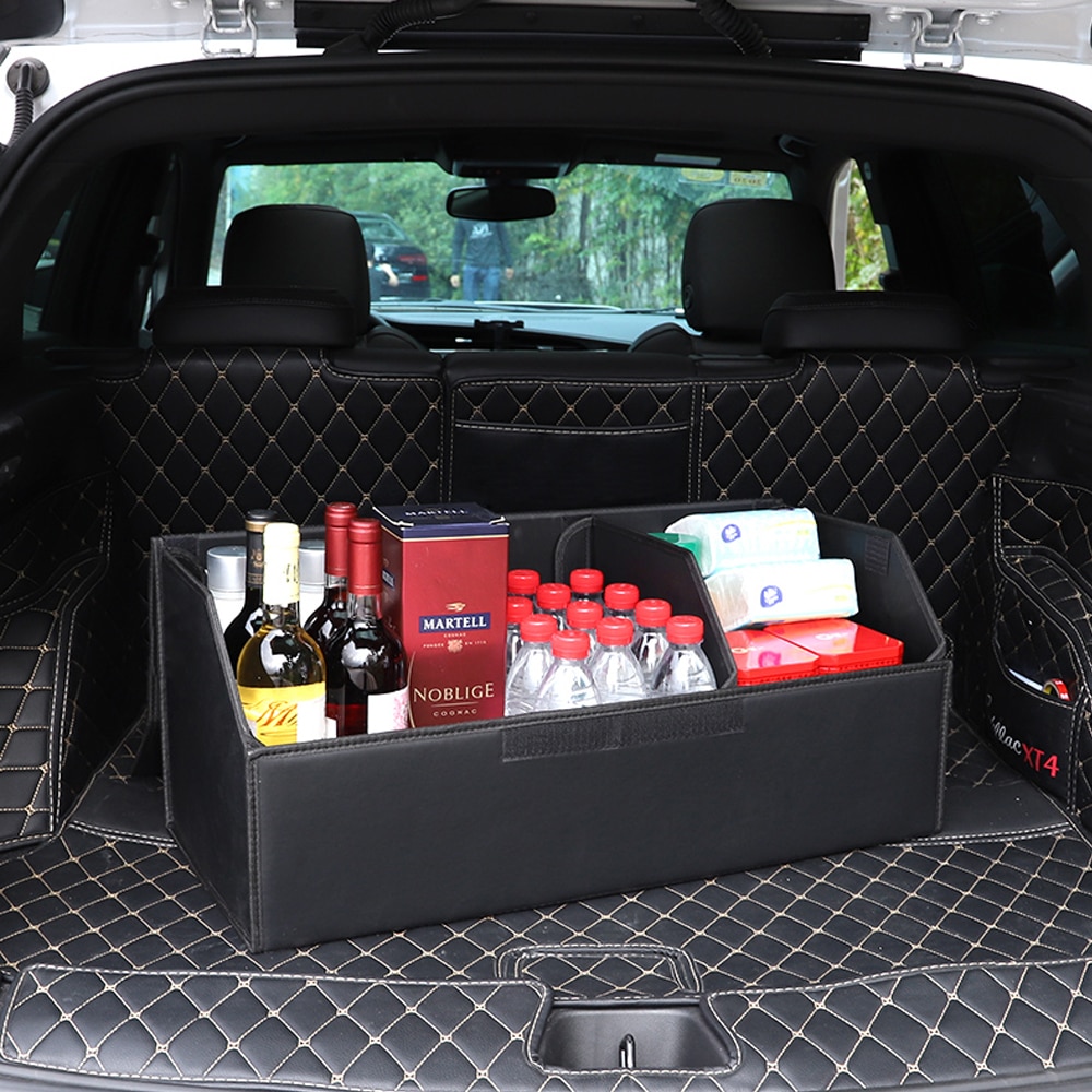 Boite de Rangement pliable pour coffre de voiture en Cuir Pu