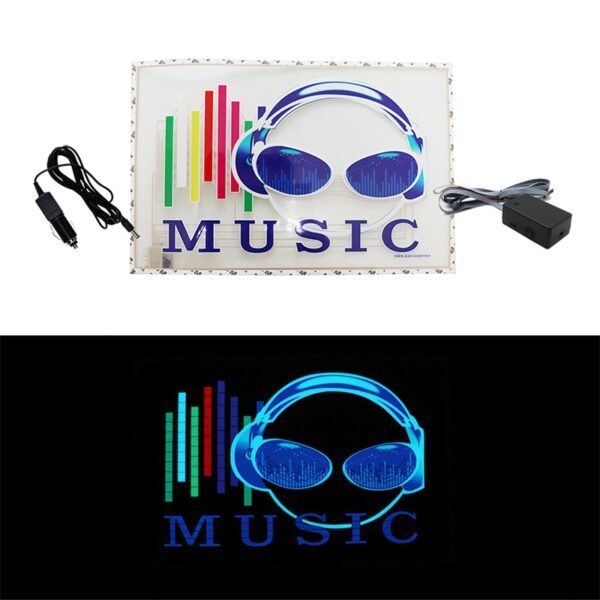 ເຄື່ອງສຽງລົດກະບະ LED ສຽງເປີດໃຊ້ງານຄວາມສະ ເໝີ ພາບກັນລົດ Car Neon EL Light Music Rhythm Flash Sticker Sticker ຄໍເຕົ້າໄຂ່ທີ່ 2