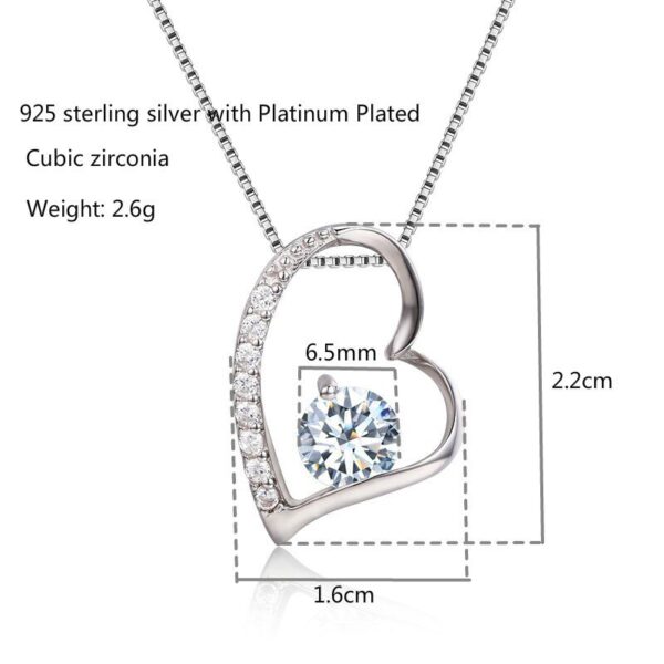Cute 925 Sterling Silver Cluster CZ Love Peach Heart Round Stone Pingente Pendant Necklace Women Girls 1