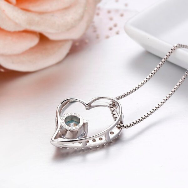 Cute 925 Sterling Silver Cluster CZ Love Peach Heart Round Stone Pingente Pendant Necklace Women Girls 5