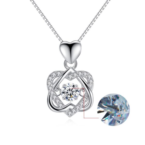 Fashion Romantic Double Heart Flower Pendant Necklace nga adunay Zircon Rose Gold Silver Color Kwintas Para sa mga Babaye 1