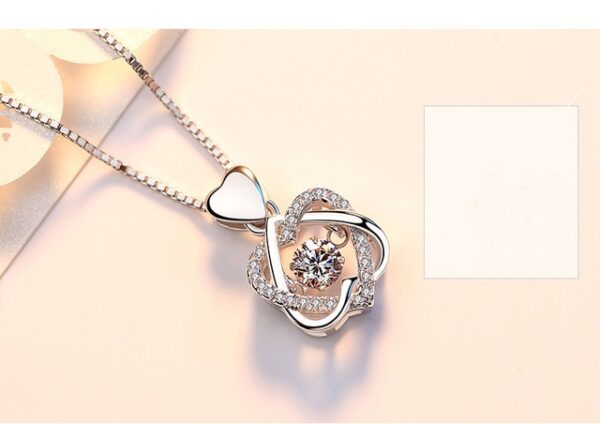 Fashion Romantic Double Heart Flower Pendant Necklace with Zircon Rose Gold Silver Color Necklace For Women 1.jpg 640x640 1
