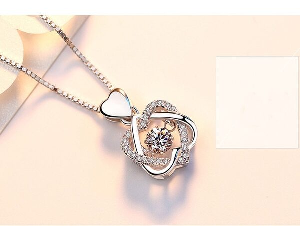 Fashion Romantic Double Heart Flower Pendant Necklace with Zircon Rose Gold Silver Color Necklace For Women 1.jpg 640x640 1