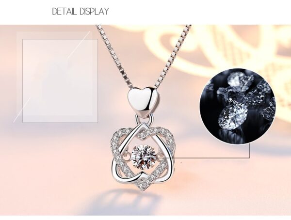 Fashion Romantic Double Heart Flower Pendant Necklace with Zircon Rose Gold Silver Color Necklace For Women 5