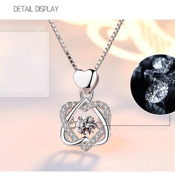 Fashion Romantic Double Heart Flower Pendant Necklace with Zircon Rose Gold Silver Color Necklace For Women 5