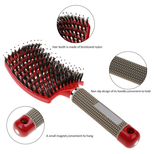 ผมนวดหนังศีรษะหวี Hairbrush Bristle ไนลอนผู้หญิง Wet Curly Detangle แปรงผมสำหรับ Salon Hairdressing 4