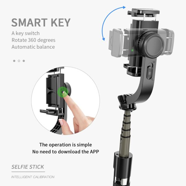 Rankinis „Gimbal Stabilizer Anti-Shake Selfie Stick“ „Bluetooth“ nuotolinio valdymo trikojis 360 laipsnių išmaniojo telefono laikiklis 3
