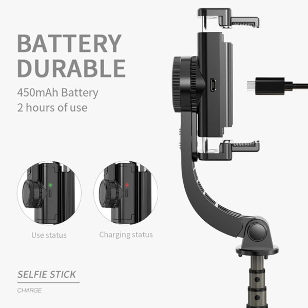 Käeshoitav Gimbal Stabilisator Anti Shake Selfie Stick Bluetoothi ​​kaugjuhtimispuldiga statiiv 360 kraadi nutitelefoni hoidik 4