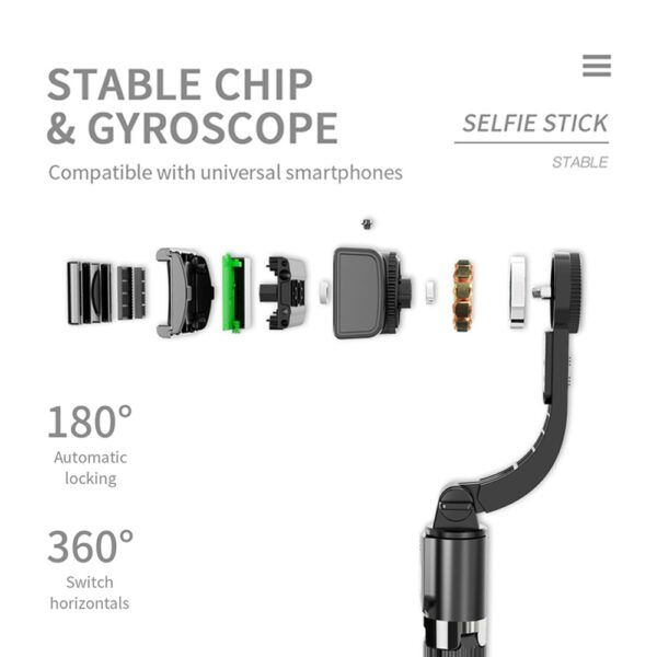 Ručni kardanski stabilizator Selfie Stick protiv tresenja Bluetooth daljinski upravljač stativ za pametni telefon od 360 stepeni 5