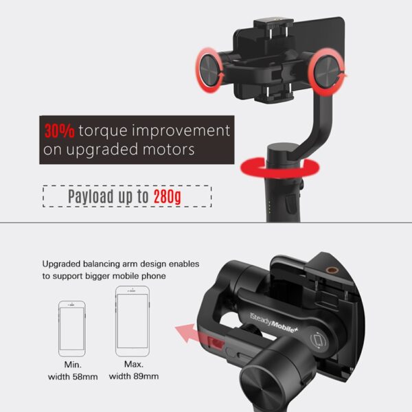 Hohem Smartphone cardan 3 axes stabilisateur de poche pour iPhone11Pro Max pour Smartphones Android Samsung S10 iSteady 2