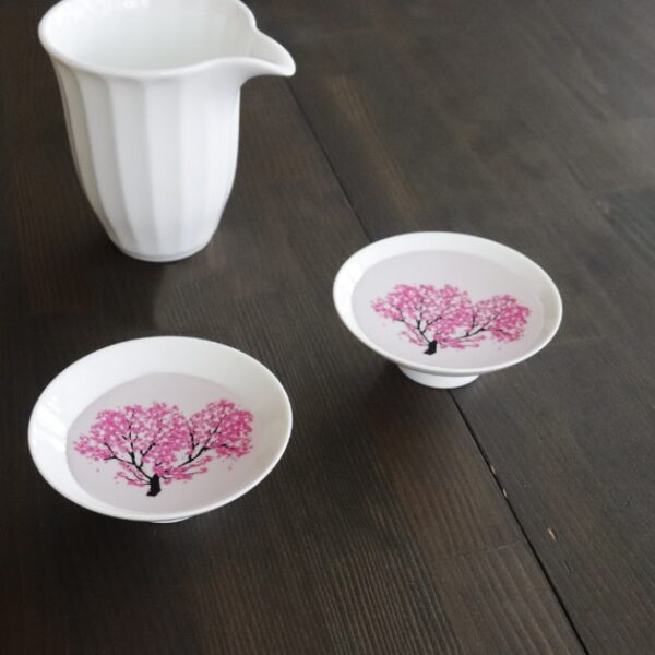 Japanese style Cherry flower plum flower Sake Cup Water stained Discoloration Cup Bowl Ceramic White Wine 2