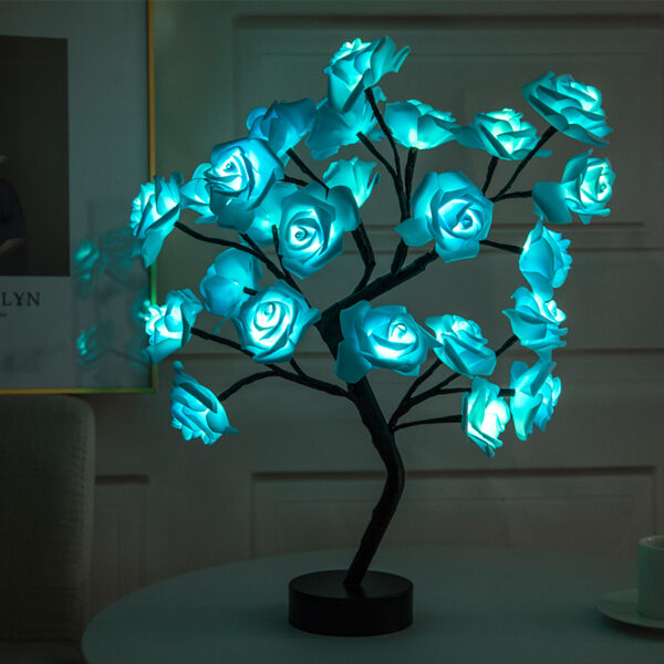 Lampu Led Bunga Mawar Bentuk Pohon Port USB dan Lampu Meja LED Dekoratif Bertenaga Baterai Pesta