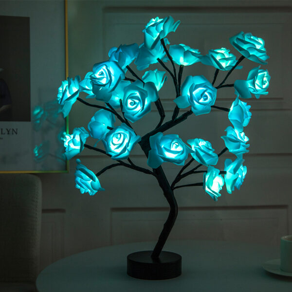 ʻO ke kukui alakaʻi ʻia ʻo Rose Flower Tree Shape USB Port a me nā ʻāpana kukui hoʻonaninani LED hoʻonaninani 1